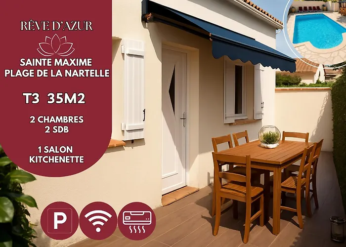 T3 De 35M2 -Reve D'Azur - 2 Chambres- 2Sdb - Plage De La Nartelle - Arrivee 17H - 20H Maximum - Sejour Au Calme - Caution 100E