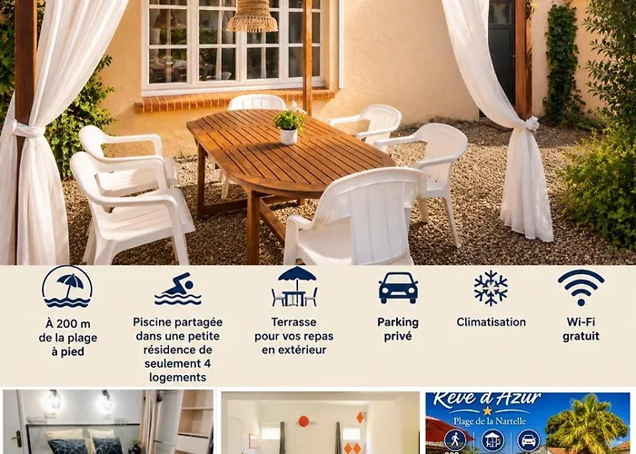 Reve D'Azur: Beachfront Villa with Shared Pool and BBQ Terrace